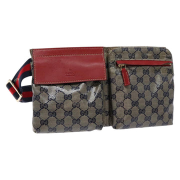 GUCCI GG Crystal Sherry Line Waist bag Gold Red Navy 28566 Auth bs23332