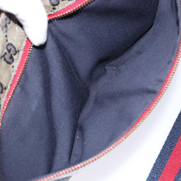 GUCCI GG Crystal Sherry Line Waist bag Gold Red Navy 28566 Auth bs23332