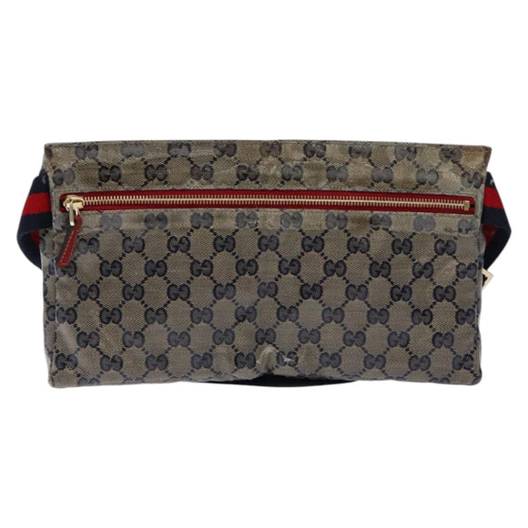 GUCCI GG Crystal Sherry Line Waist bag Gold Red Navy 28566 Auth bs23332