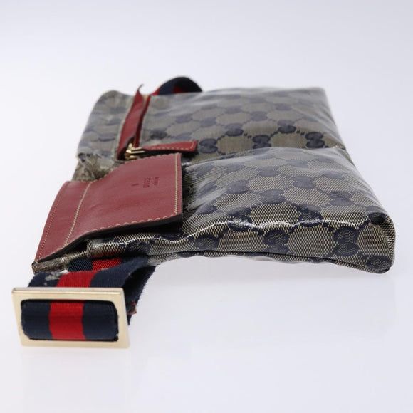 GUCCI GG Crystal Sherry Line Waist bag Gold Red Navy 28566 Auth bs23332