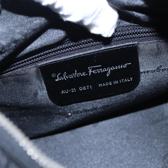 Salvatore Ferragamo Gancini Shoulder Bag Canvas Black Silver Auth bs23336