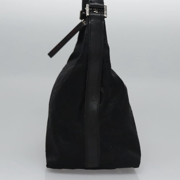 Salvatore Ferragamo Gancini Shoulder Bag Canvas Black Silver Auth bs23336