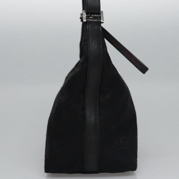 Salvatore Ferragamo Gancini Shoulder Bag Canvas Black Silver Auth bs23336