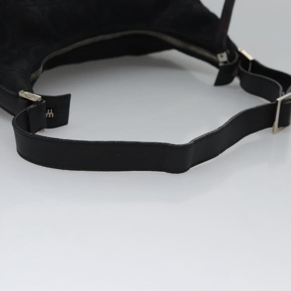 Salvatore Ferragamo Gancini Shoulder Bag Canvas Black Silver Auth bs23336