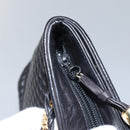 BALLY Quilted Chain Shoulder Bag Leather Black Gold Auth bs23339-14