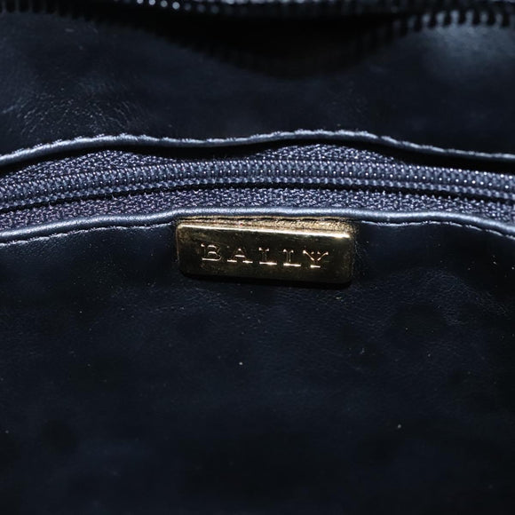 BALLY Quilted Chain Shoulder Bag Leather Black Gold Auth bs23339