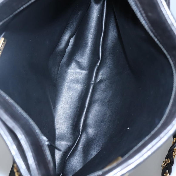 BALLY Quilted Chain Shoulder Bag Leather Black Gold Auth bs23339