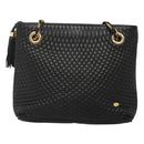 BALLY Quilted Chain Shoulder Bag Leather Black Gold Auth bs23339-2