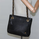 BALLY Quilted Chain Shoulder Bag Leather Black Gold Auth bs23339-21