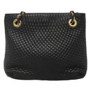 BALLY Quilted Chain Shoulder Bag Leather Black Gold Auth bs23339-3