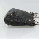 BALLY Quilted Chain Shoulder Bag Leather Black Gold Auth bs23339-4