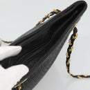 BALLY Quilted Chain Shoulder Bag Leather Black Gold Auth bs23339-6