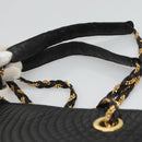 BALLY Quilted Chain Shoulder Bag Leather Black Gold Auth bs23339-8