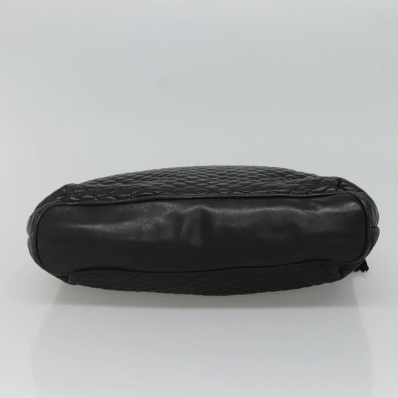 BALLY Quilted Chain Shoulder Bag Leather Black Gold Auth bs23339