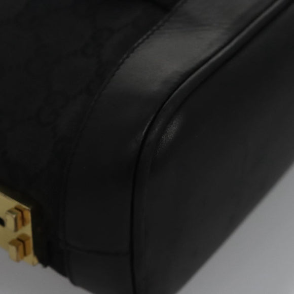 GUCCI GG Canvas Hand Bag Black Gold 92734 Auth bs23345