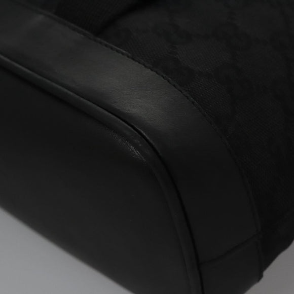 GUCCI GG Canvas Hand Bag Black Gold 92734 Auth bs23345