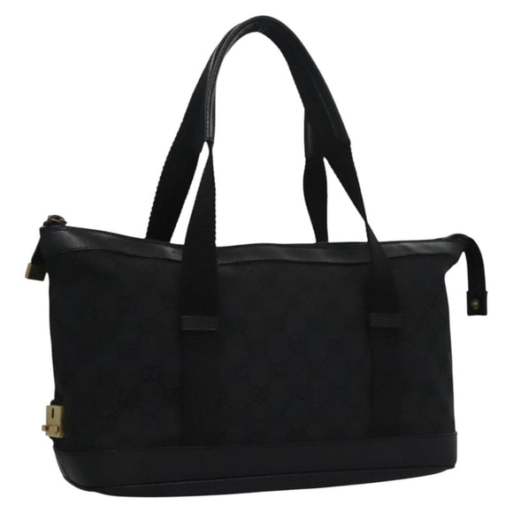 GUCCI GG Canvas Hand Bag Black Gold 92734 Auth bs23345