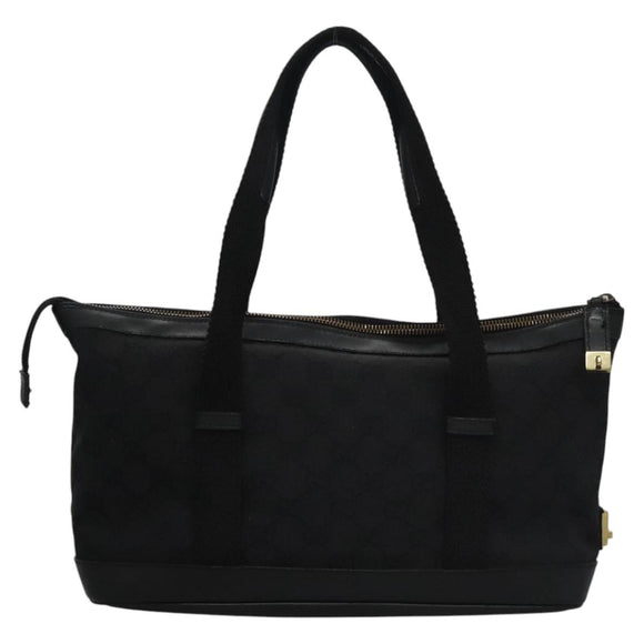 GUCCI GG Canvas Hand Bag Black Gold 92734 Auth bs23345