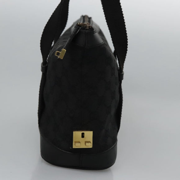 GUCCI GG Canvas Hand Bag Black Gold 92734 Auth bs23345