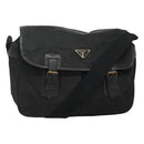 PRADA Shoulder Bag Nylon Black Silver Auth bs23348-1