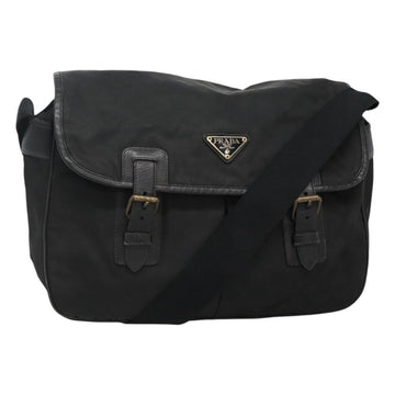 PRADA Shoulder Bag Nylon Black Silver Auth bs23348