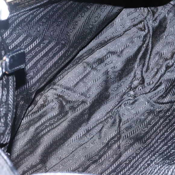 PRADA Shoulder Bag Nylon Black Silver Auth bs23348