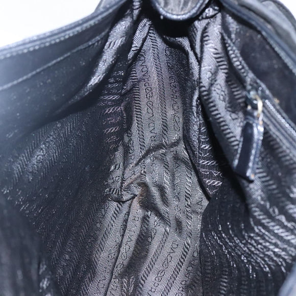 PRADA Shoulder Bag Nylon Black Silver Auth bs23348