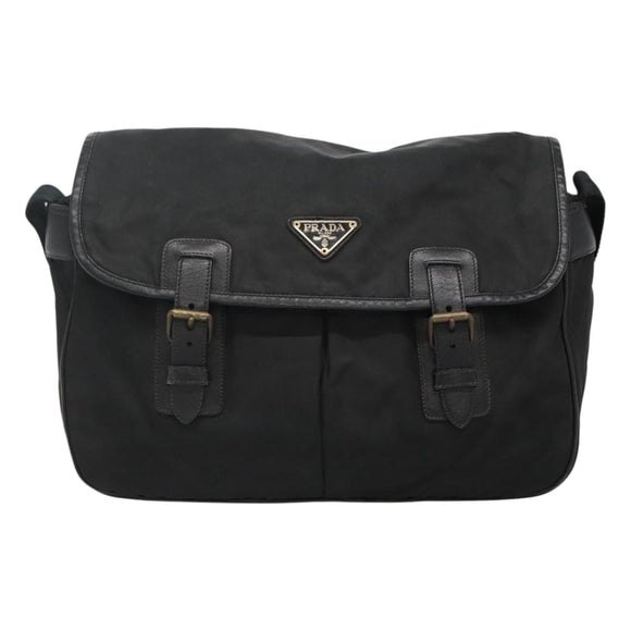 PRADA Shoulder Bag Nylon Black Silver Auth bs23348