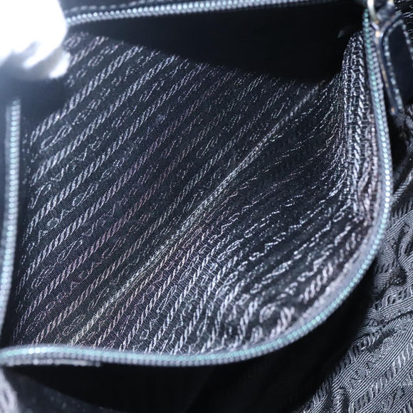 PRADA Shoulder Bag Nylon Black Silver Auth bs23348