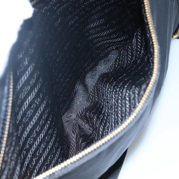 PRADA Shoulder Bag Nylon Black Silver Auth bs23348