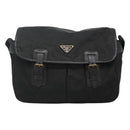 PRADA Shoulder Bag Nylon Black Silver Auth bs23348-13
