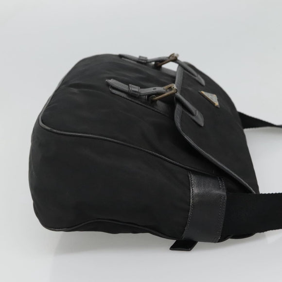 PRADA Shoulder Bag Nylon Black Silver Auth bs23348