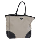 PRADA Tote Bag Canvas Beige Auth bs23380-1