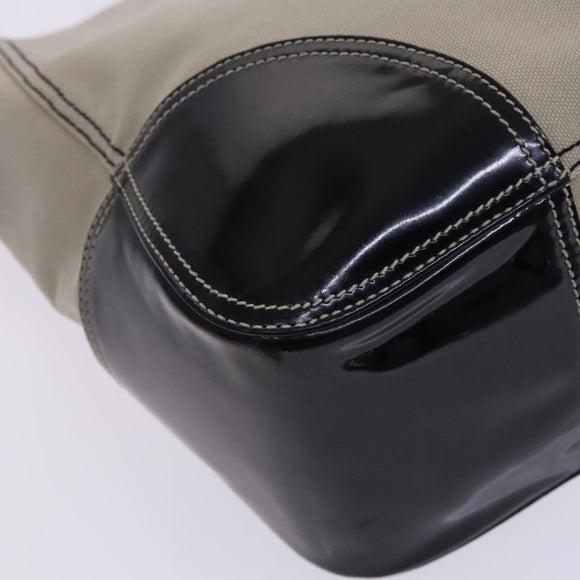 PRADA Tote Bag Canvas Beige Auth bs23380