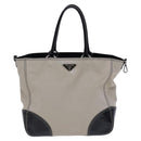PRADA Tote Bag Canvas Beige Auth bs23380-13