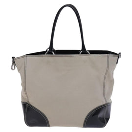 PRADA Tote Bag Canvas Beige Auth bs23380 - 0