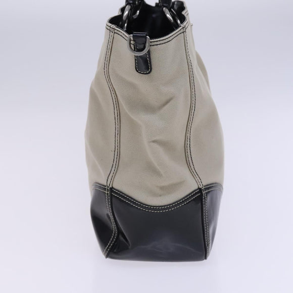 PRADA Tote Bag Canvas Beige Auth bs23380