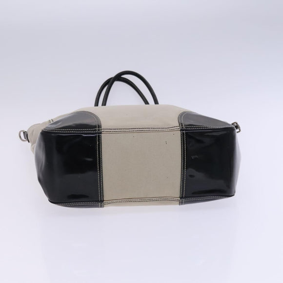 PRADA Tote Bag Canvas Beige Auth bs23380