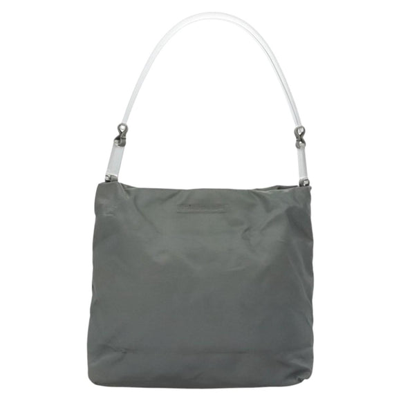 PRADA Shoulder Bag Nylon Gray Auth bs23398