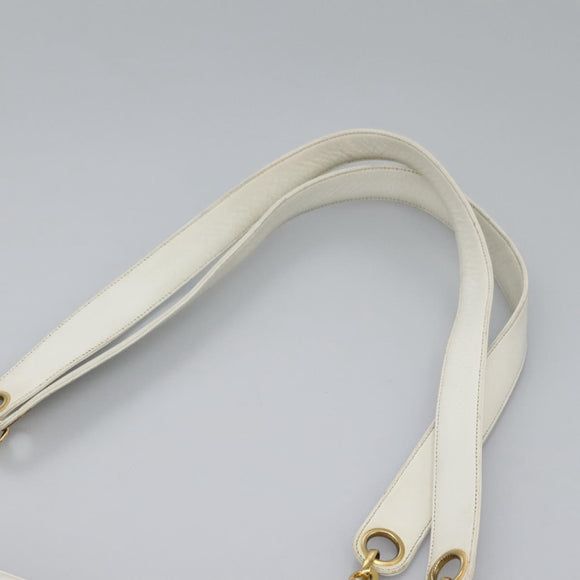 CHANEL Triple Coco Chain Tote Bag Vinyl Leather White Gold CC Auth bs23423