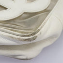 CHANEL Triple Coco Chain Tote Bag Vinyl Leather White Gold CC Auth bs23423-18