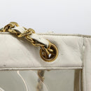 CHANEL Triple Coco Chain Tote Bag Vinyl Leather White Gold CC Auth bs23423-19