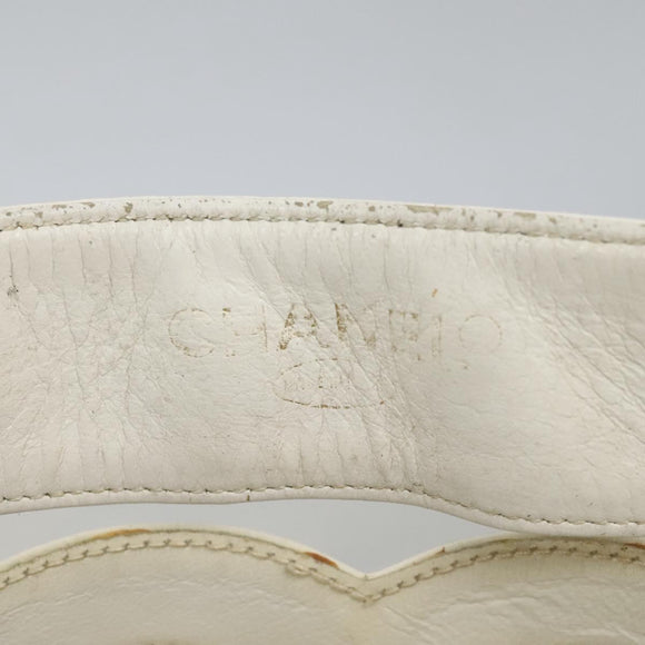 CHANEL Triple Coco Chain Tote Bag Vinyl Leather White Gold CC Auth bs23423