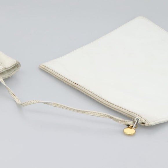 CHANEL Triple Coco Chain Tote Bag Vinyl Leather White Gold CC Auth bs23423