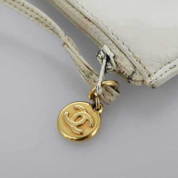 CHANEL Triple Coco Chain Tote Bag Vinyl Leather White Gold CC Auth bs23423