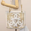 CHANEL Triple Coco Chain Tote Bag Vinyl Leather White Gold CC Auth bs23423-29