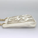 CHANEL Triple Coco Chain Tote Bag Vinyl Leather White Gold CC Auth bs23423-3