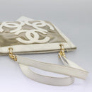 CHANEL Triple Coco Chain Tote Bag Vinyl Leather White Gold CC Auth bs23423-7