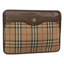 Burberrys Nova Check Clutch Bag Canvas Beige Brown Auth bs23424-1