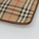 Burberrys Nova Check Clutch Bag Canvas Beige Brown Auth bs23424-15